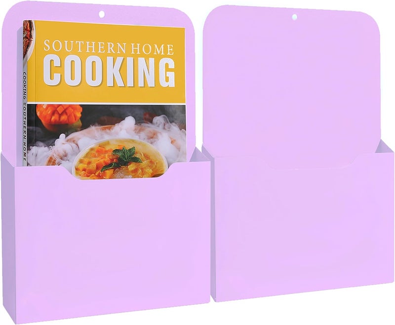 COMFYROOM Magnetic File Holder, Magnetic Paper Holder for Refrigerator, File Cabinets and Fridge, Magnetic Pocket Wall Hanging File Organizer, Magnetic File Folder Case (Purple - 2L Pack) - Image 1